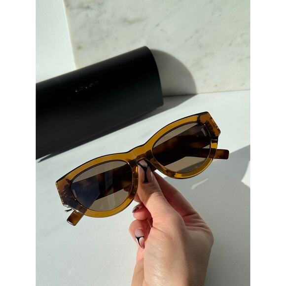 NEW Saint Laurent SLM94/F Brown Gold Cat Eye Sunglasses main image 7